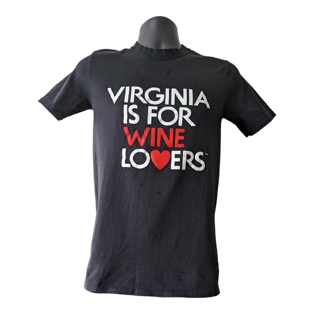 Virginia Is For Wine Lovers Black T-Shirt Women's Size Small Vineyard Tee